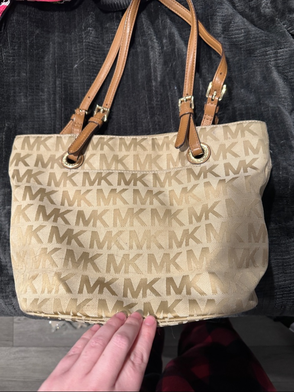 Michael Kors Beige/Tan MK Monogram Tote